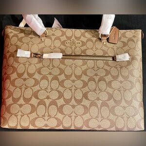 Coach Gallery Tote Bag In Signature Canvas Khaki Saddle-BRAND NEW-Rare
